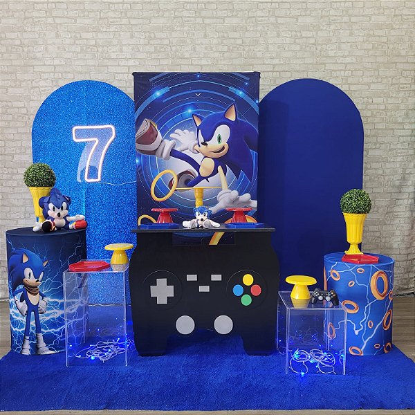 Alugue Tema Para Festa Decoração Sonic Tecido ( Modelo 7 )