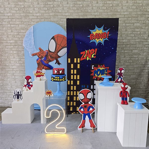 Alugue Tema Para Festa Decoração Spidey e Seus Amigos Tecido ( Modelo 4 )