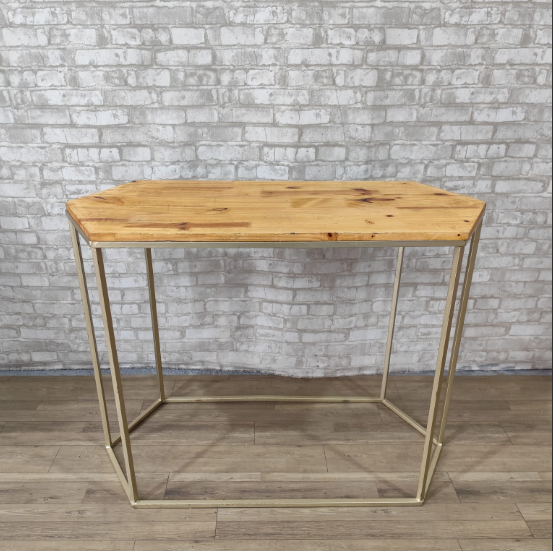 Alugue Mesa de Ferro Sextavada Central Dourado