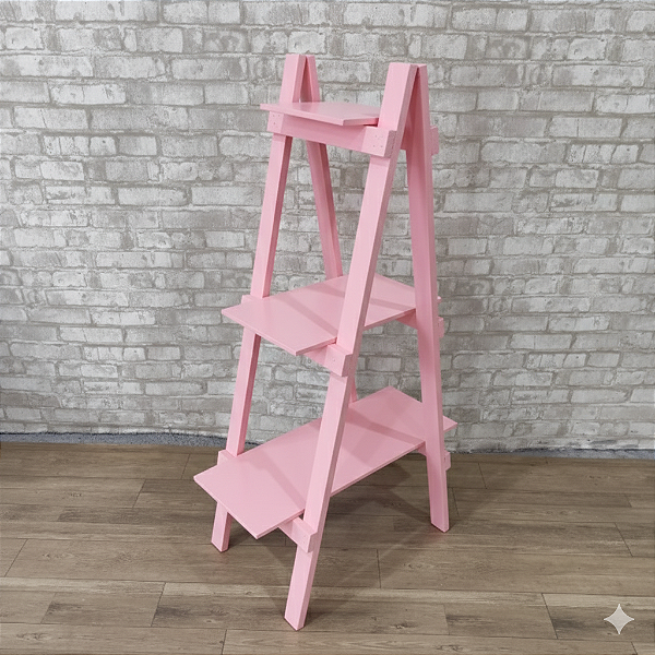 Alugue Escada para Lembrancinhas Rosa 3 Degrais