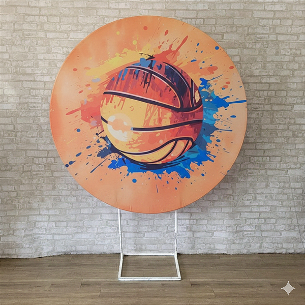 Alugue Estrutura Painel Redondo e a Capa de Tecido do Tema - Basquete