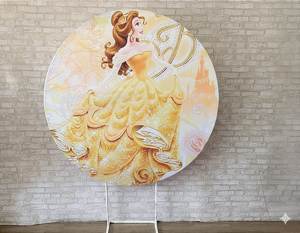 Alugue Estrutura Painel Redondo e a Capa de Tecido do Tema - Bela e a Fera