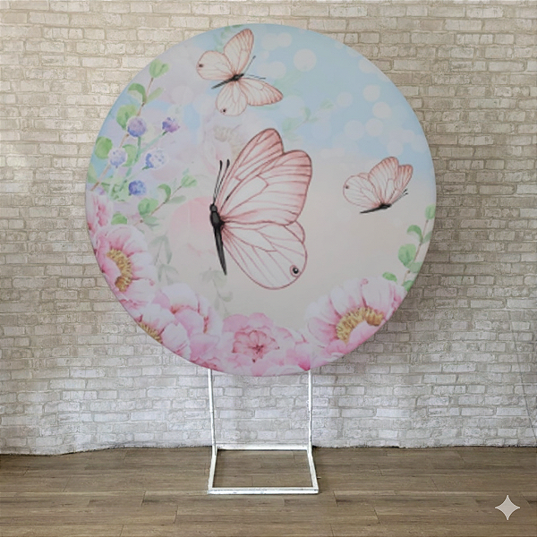 Alugue Estrutura Painel Redondo e a Capa de Tecido do Tema - Borboleta