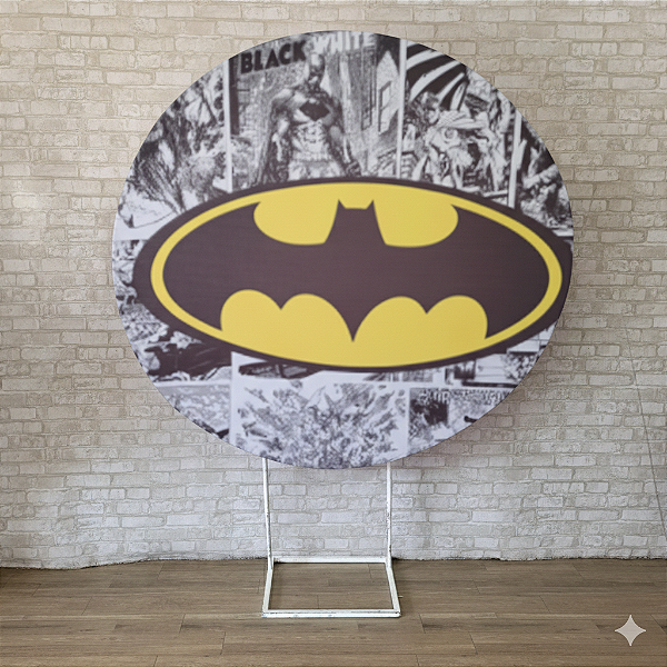 Alugue Estrutura Painel Redondo e a Capa de Tecido do Tema - Batman