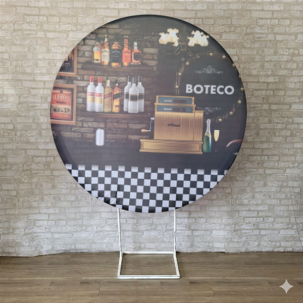 Alugue Estrutura Painel Redondo e a Capa de Tecido do Tema - Boteco