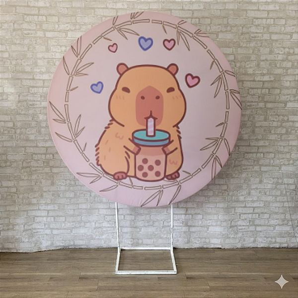 Alugue Estrutura Painel Redondo e a Capa de Tecido do Tema - Capivara