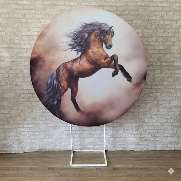 Alugue Estrutura Painel Redondo e a Capa de Tecido do Tema - Cavalo