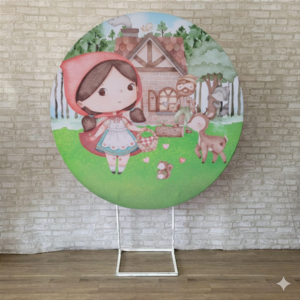 Alugue Estrutura Painel Redondo e a Capa de Tecido do Tema - Chapeuzinho Vermelho