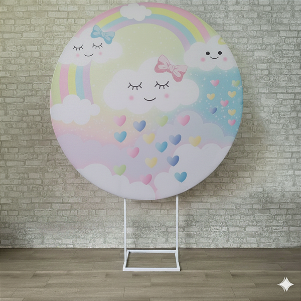 Alugue Estrutura Painel Redondo e a Capa de Tecido do Tema - Chuva de Amor