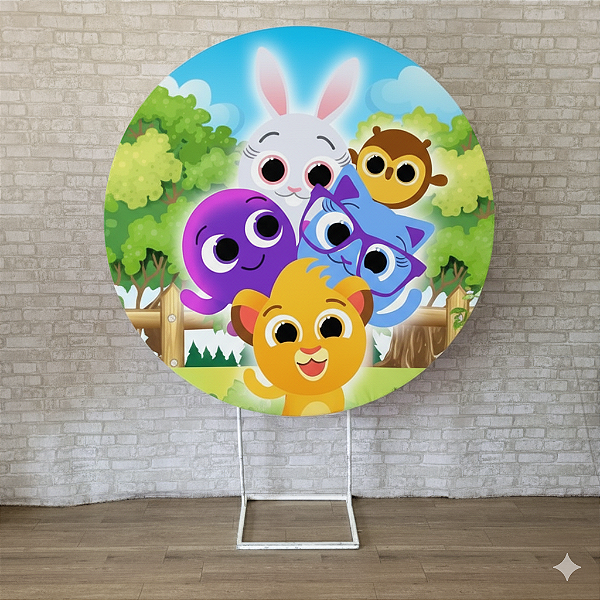 Alugue Estrutura Painel Redondo e a Capa de Tecido do Tema - Bolofofos