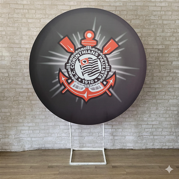 Alugue Estrutura Painel Redondo e a Capa de Tecido do Tema - Corinthians