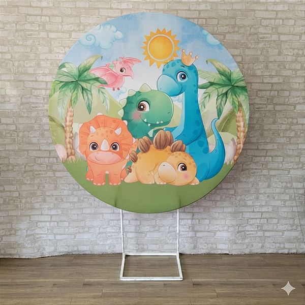 Alugue Estrutura Painel Redondo e a Capa de Tecido do Tema - Dino Baby