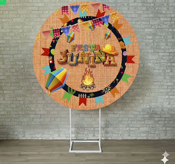 Alugue Estrutura Painel Redondo e a Capa de Tecido do Tema - Festa Junina