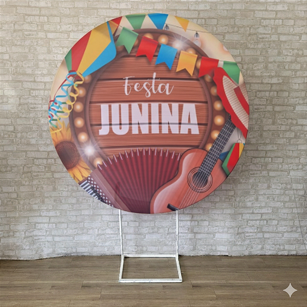 Alugue Estrutura Painel Redondo e a Capa de Tecido do Tema - Festa Junina