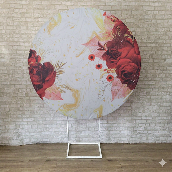 Alugue Estrutura Painel Redondo e a Capa de Tecido do Tema - Flores Vermelho