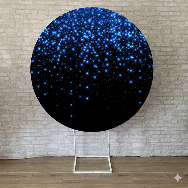 Alugue Estrutura Painel Redondo e a Capa de Tecido do Tema - Glitter Azul
