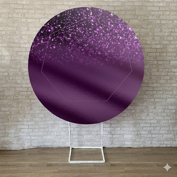 Alugue Estrutura Painel Redondo e a Capa de Tecido do Tema - Glitter Roxo