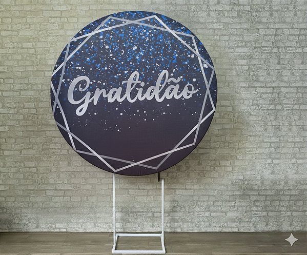 Alugue Estrutura Painel Redondo e a Capa de Tecido do Tema - Gratidão