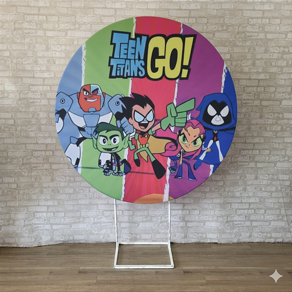 Alugue Estrutura Painel Redondo e a Capa de Tecido do Tema - Jovens Titãns