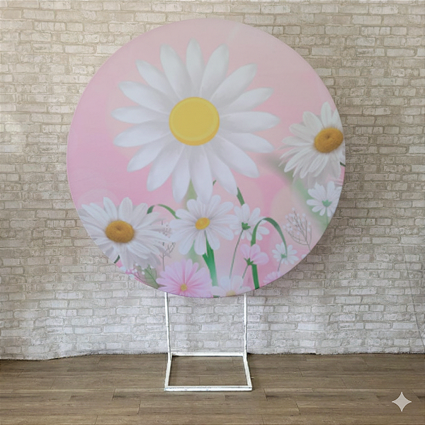 Alugue Estrutura Painel Redondo e a Capa de Tecido do Tema - Margarida