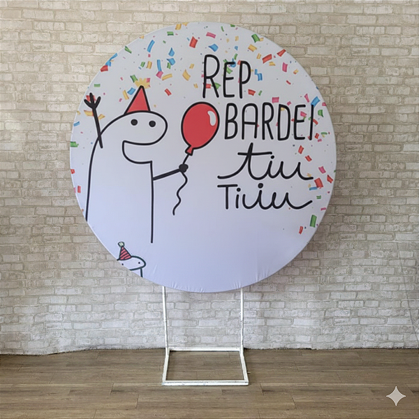 Alugue Estrutura Painel Redondo e a Capa de Tecido do Tema - Meme Flork