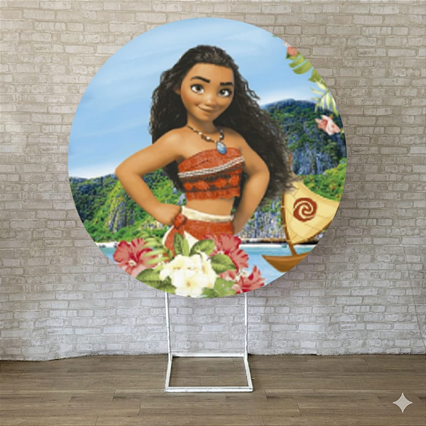 Alugue Estrutura Painel Redondo e a Capa de Tecido do Tema - Moana