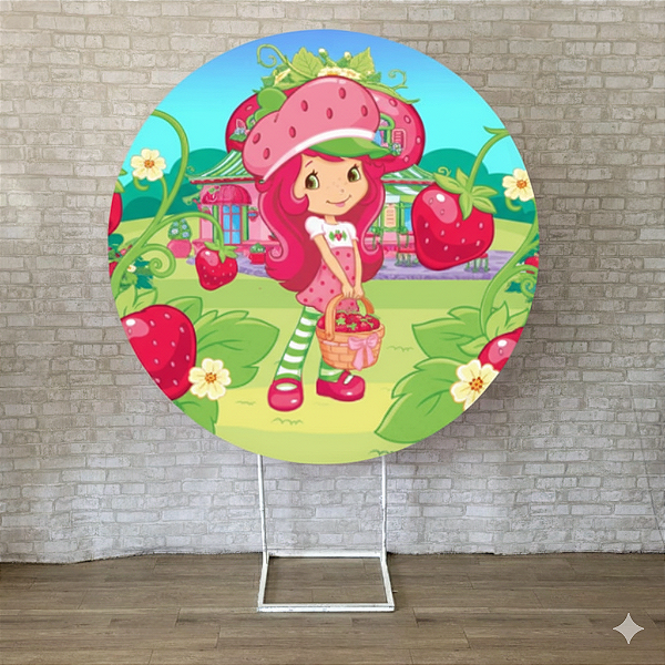 Alugue Estrutura Painel Redondo e a Capa de Tecido do Tema - Moranguinho