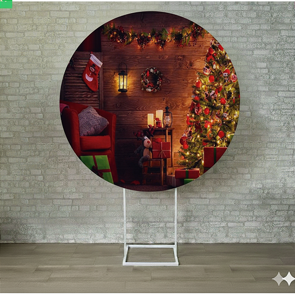 Alugue Estrutura Painel Redondo e a Capa de Tecido do Tema - Natal