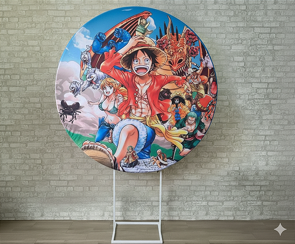 Alugue Estrutura Painel Redondo e a Capa de Tecido do Tema - One Piece
