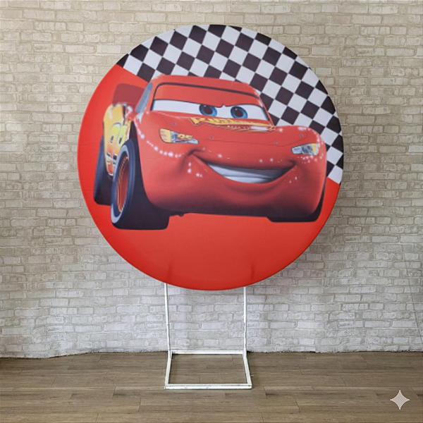 Alugue Estrutura Painel Redondo e a Capa de Tecido do Tema - Relâmpago McQueen