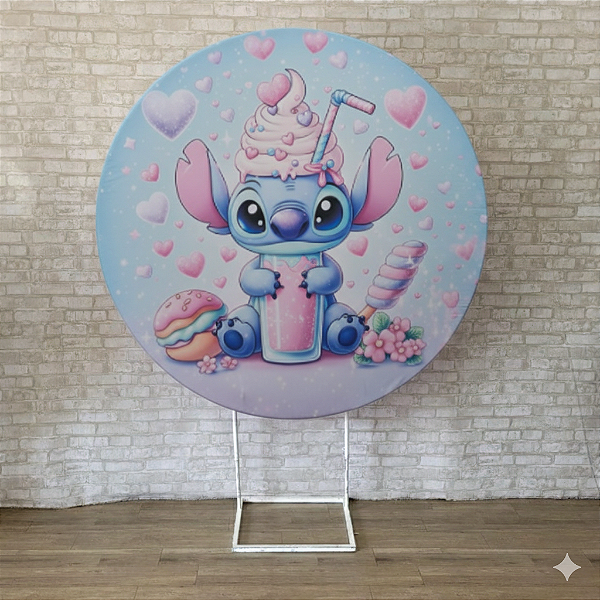 Alugue Estrutura Painel Redondo e a Capa de Tecido do Tema - Stitch