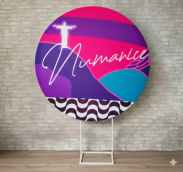 Alugue Estrutura Painel Redondo e a Capa de Tecido do Tema - Tardezinha Numanice