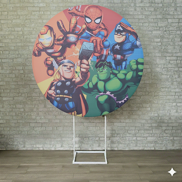 Alugue Estrutura Painel Redondo e a Capa de Tecido do Tema - Vingadores Baby