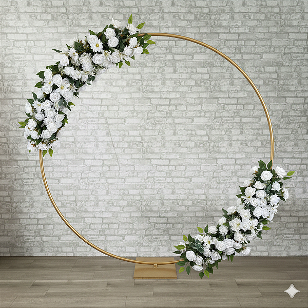 Alugue Estrutura Painel Redondo Com Flores Artificiais Brancas