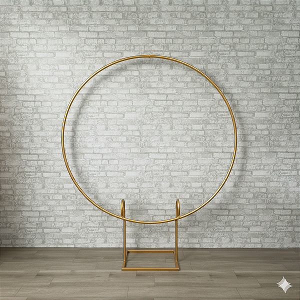 Alugue Estrutura Painel Redondo de Ferro Dourado