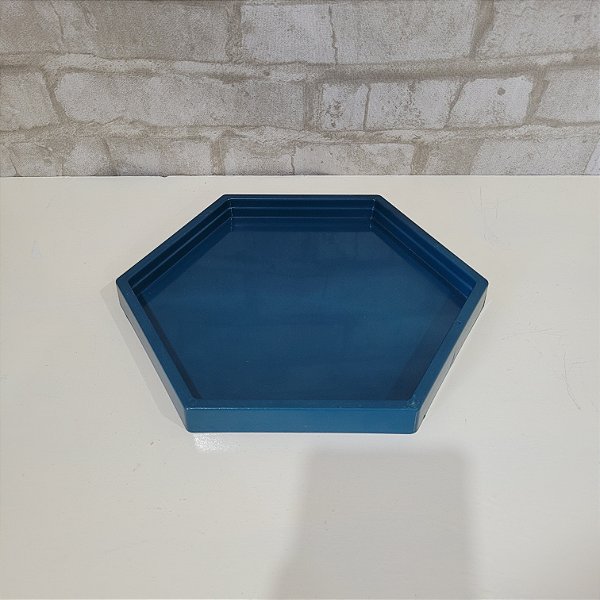 Alugue Bandeja Sextavada Azul Petróleo