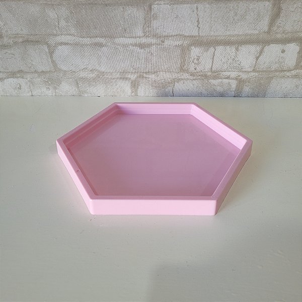 Alugue Bandeja Sextavada Rosa Bebê