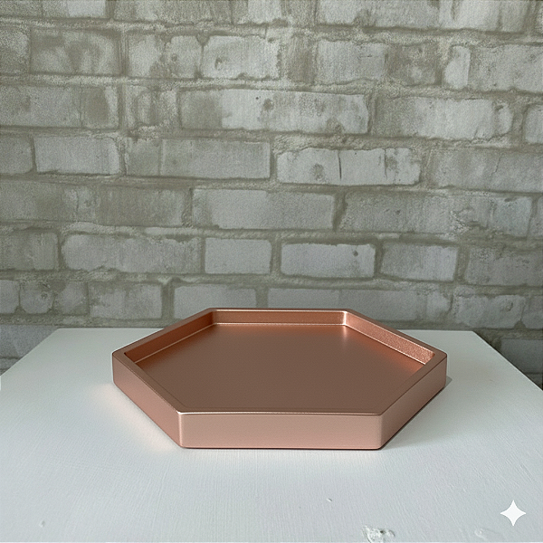 Alugue Bandeja Sextavada Rose Gold