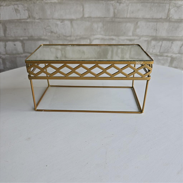 Alugue Bandeja Espelhada Retangular Dourado