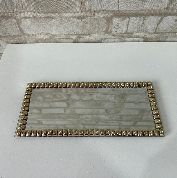 Alugue Bandeja Espelhada Luxo Retangular Dourado