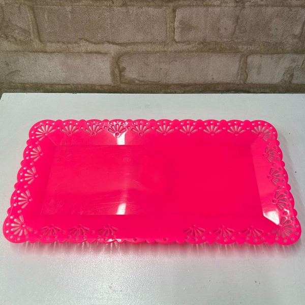 Alugue Bandeja Retangular Rosa Neon