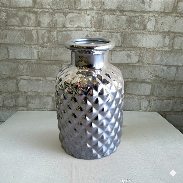 Alugue Mini Vaso de Porcelana Prata