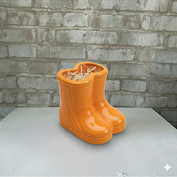 Alugue Vaso Botinha de Cerâmica Laranja