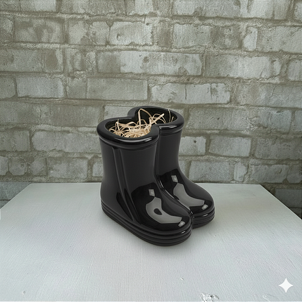 Alugue Vaso Botinha de Cerâmica Preto