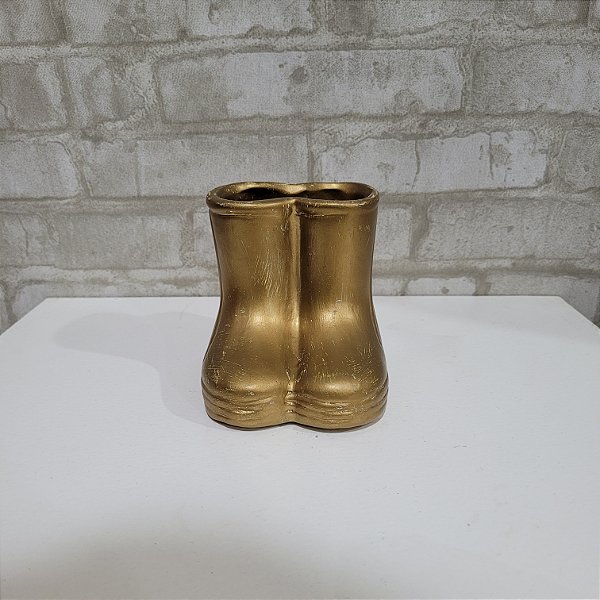 Alugue Vaso Botinha de Cerâmica - Dourado