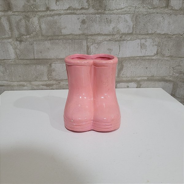 Alugue Vaso Botinha de Cerâmica - Rosa Bebê