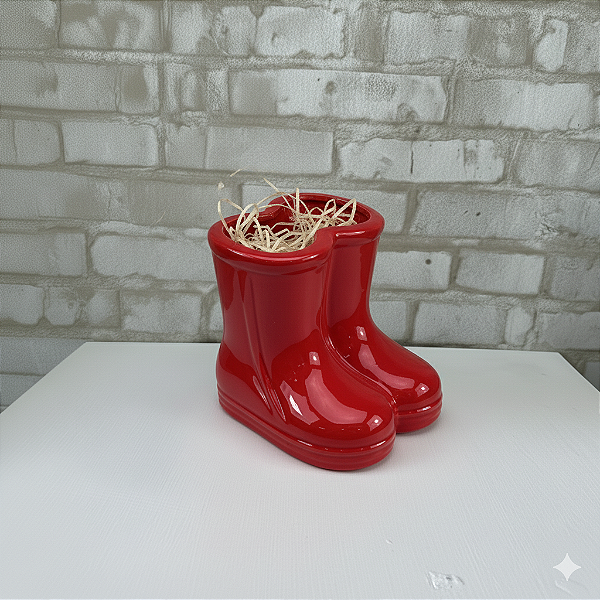 Alugue Vaso Botinha de Cerâmica Vermelho