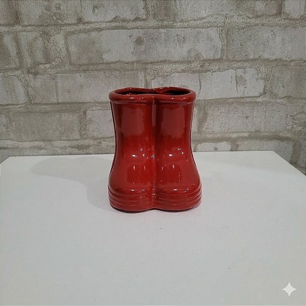 Alugue Vaso Botinha de Cerâmica - Vermelho