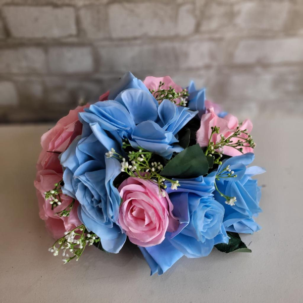 Alugue Arranjo de Flor Artificial P - Rosa e Azul