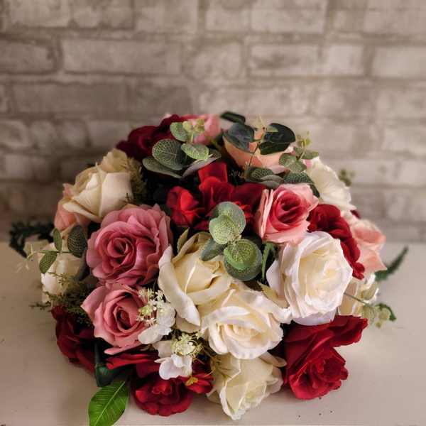 Alugue Arranjo de Flor Artificial Mesclado GG - Branco, Rosa e Vermelho